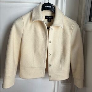 CLUB MONACO women’s ivory wool snap coat (M)